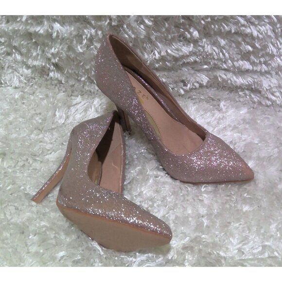 Glaze sparkly rose gold/pale pink pointed high heels - Picture 2 of 4